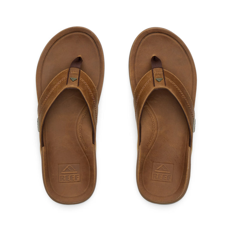 Klapki Męskie Leather Offshore, Bronze/Brown