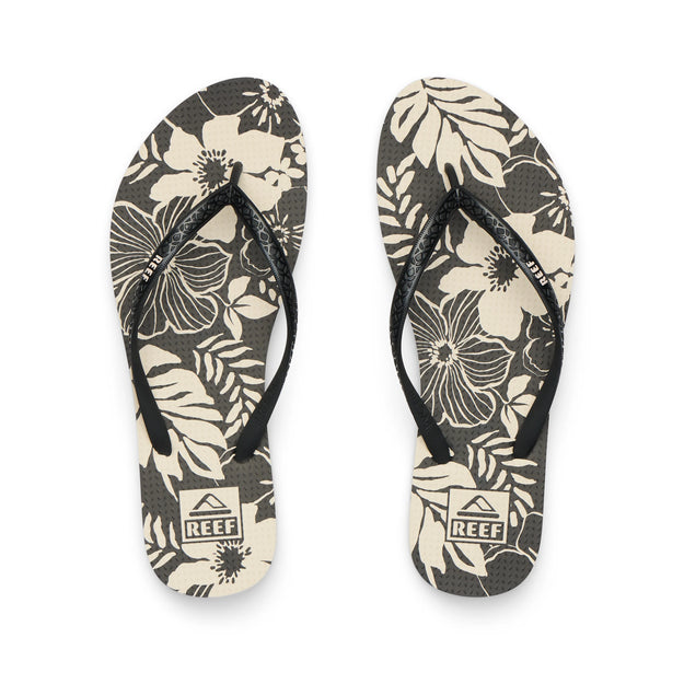 Klapki Damskie REEF Seaside Prints, Black Floral