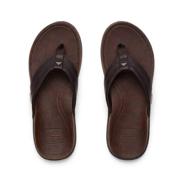 Klapki Męskie Leather Offshore, Dark Brown