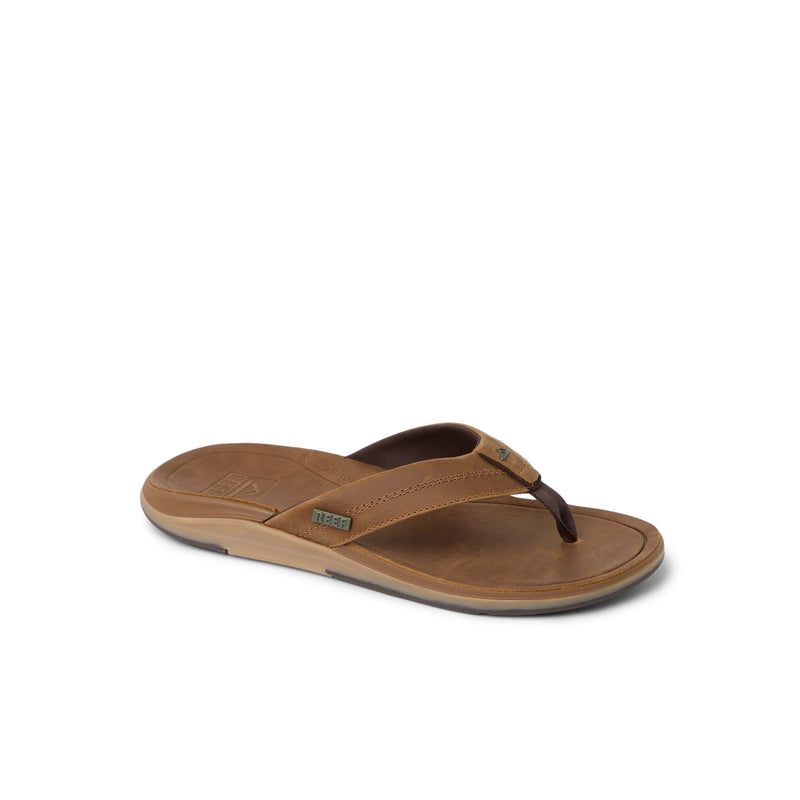 Klapki Męskie Leather Offshore, Bronze/Brown